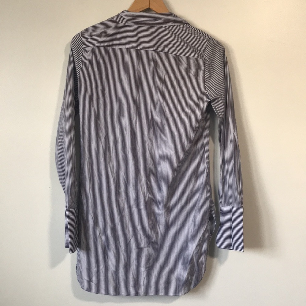 J. Crew Endless shirt blue stripe tunic top button front size 0 or small - Picture 7 of 12